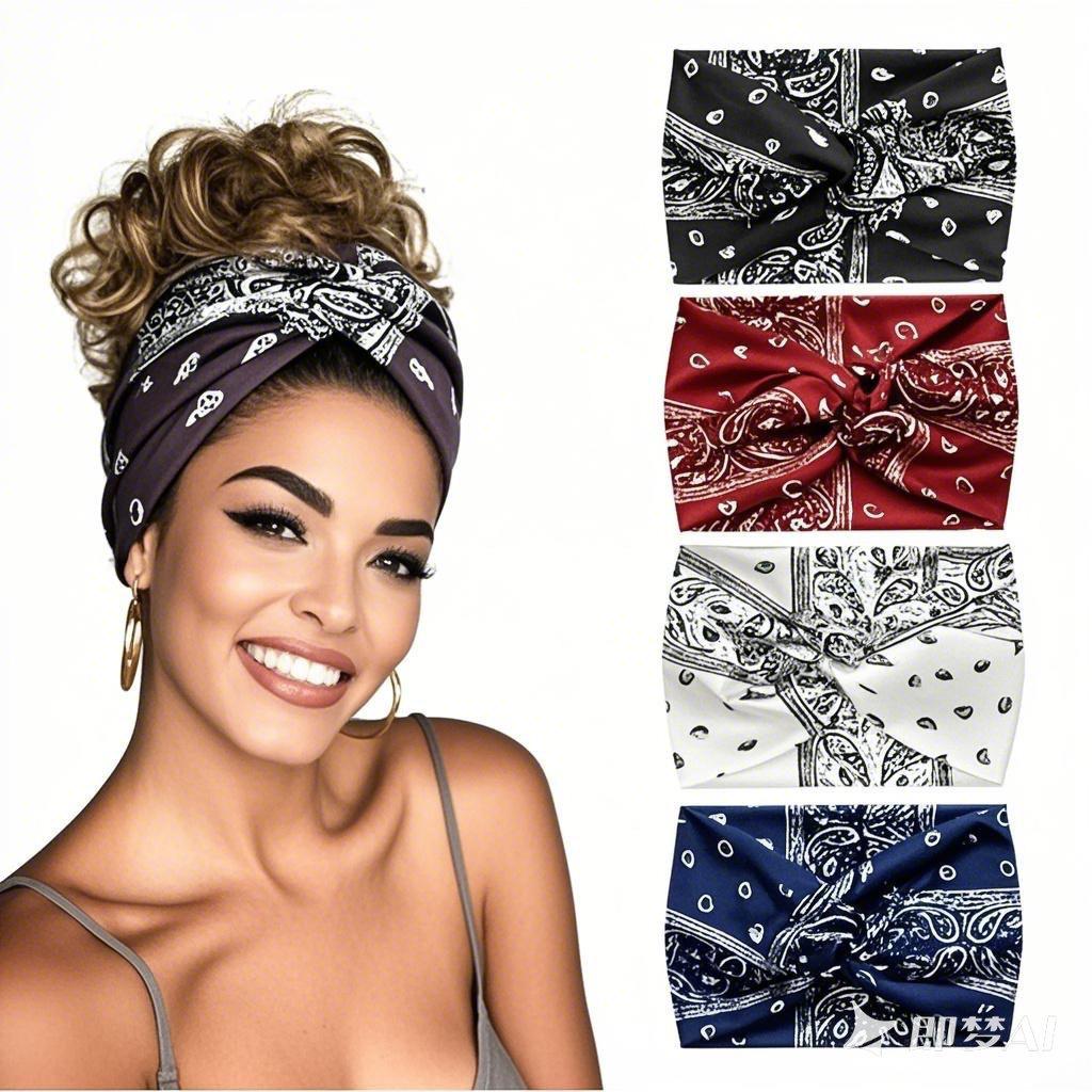 Bohemian Print Yoga Headband - Wide, Sweat-Absorbing Headscarf