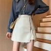 Women's High-Waisted PU Leather A-Line Zipper Mini Skirt