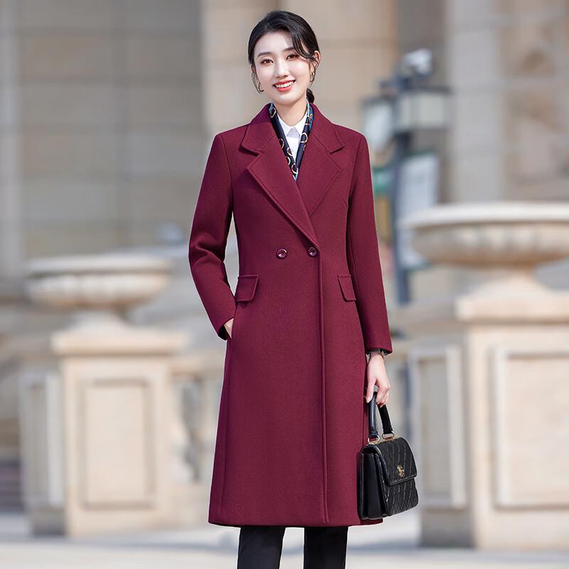

Women s Elegant Mid-Length Padded Wool Blend Coat M
