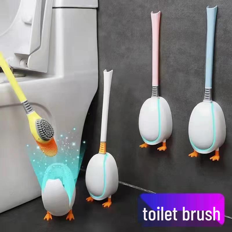 Silicone Duck Toilet Brush - Wall-Mounted, No Dead Angle, Bathroom Cleaning Tool