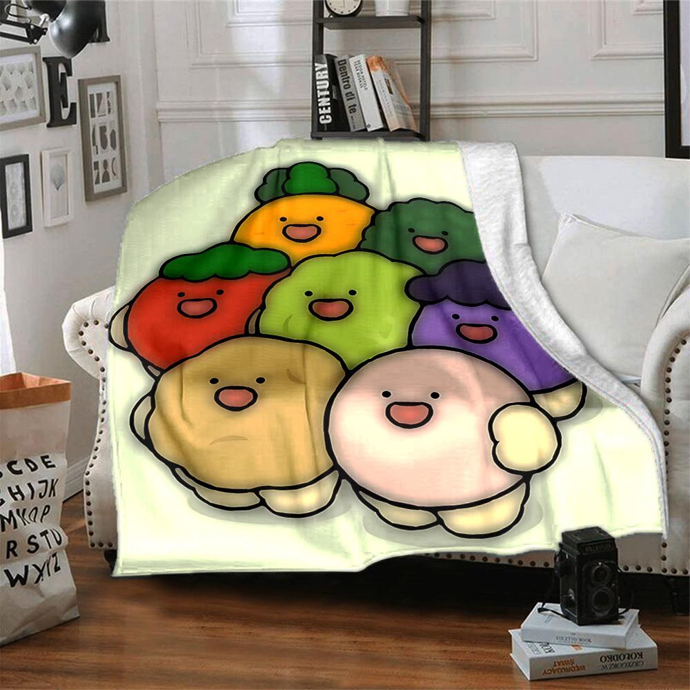 1pc Cute Vegetable Characters Blanket Warm, Cozy, And Soft, Suitable for Sofas, Beds, Cars, And Office Use.Perfect for Camping And Travel, Making It a
