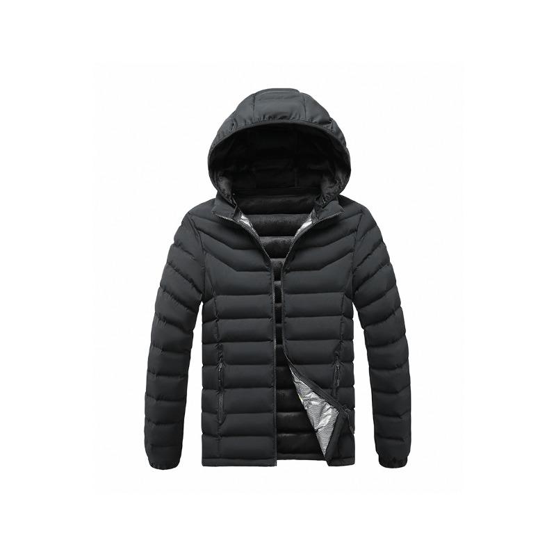 Rib Suit Cotton-padded Coat Men's Winter Graphene Solid Color Removable Cap Casual Trend Thickened Top Jacket