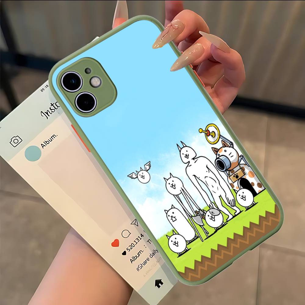 B-Battle Cats Anime Spiel Handyhülle Für IPhone 16e 16 15 14 13 12 11 Pro Max X XS Max Plus Matt Klar