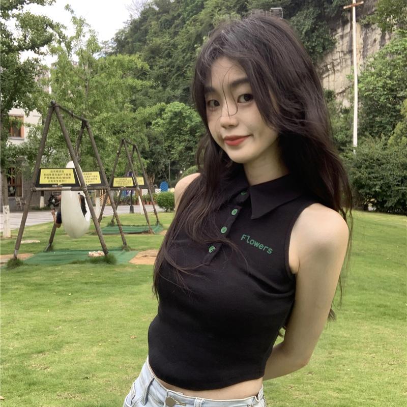 

Девочки Поло Майки Безрукавки Футболки Для Женщин Топы Уличная Одежда Повседневные Топы Простые Милые Однотонные Футболки XL чёрный