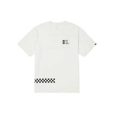American Retro Letter Checkerboard Print Round Neck Pullover Short Sleeve T-shirt Men Tops Off-White VN000GQCFS8