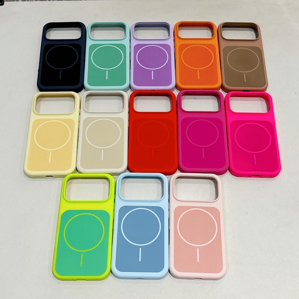 Luxury Hit Color Liquid Silicone Soft Phone Case For iPhone 17 Air 16 15 14 13 Pro Max Plus For MagSafe Charge Magnetic Cover