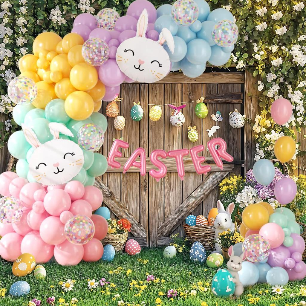 Easter Egg Balloons Inflatable Hatching Design Bunny Foil Balloons Kit for Easter Party Decorations Birthday Home Celebration