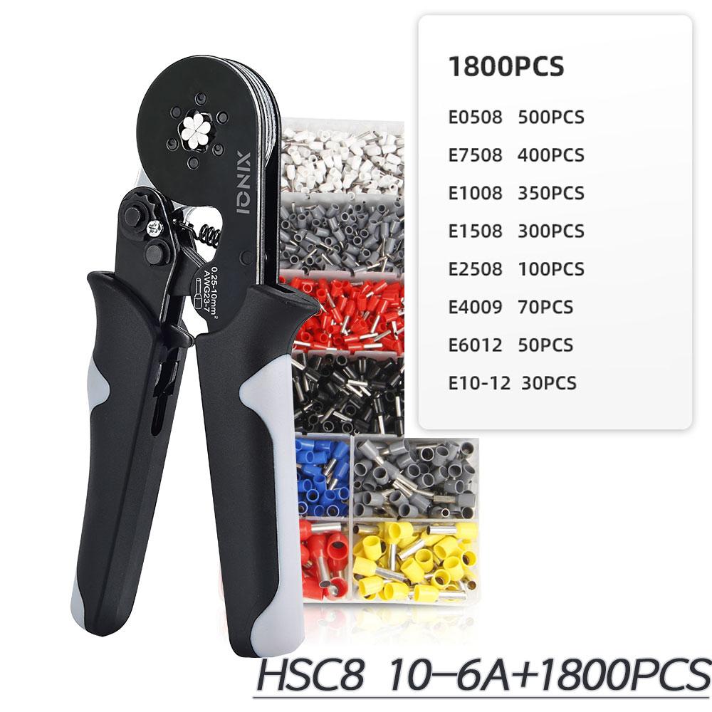 XINQI HCS8 10-6A 10mm2 Tube Terminals Crimping Pliers Set with Storage Bag &  Hand Tools Electrician Crimper Crimping Pliers