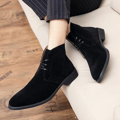 Modische Chelsea-Stiefel aus Wildleder für Frühling und Herbst, Business-Herrenstiefel, Leder, Herrenstiefel mit Schnürung, formelle Stiefel, Model, Modenschau, Herrenschuhe