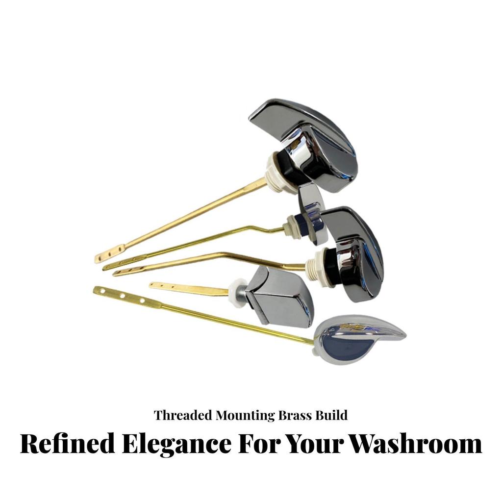 Toilet Flush Handle | Polished Chrome Finish, Tank Lever with Metal Rod,