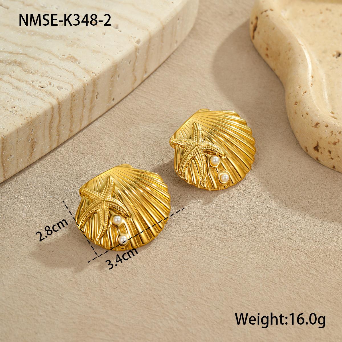GEMCHIC Women s Summer Ocean Style Stainless Steel Earrings Shell Starfish Pearl Studs