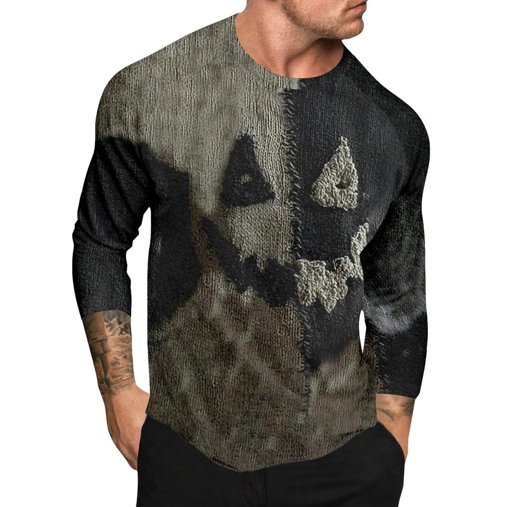 Halloween Print Raglan Sleeve Men's Long Sleeve Top