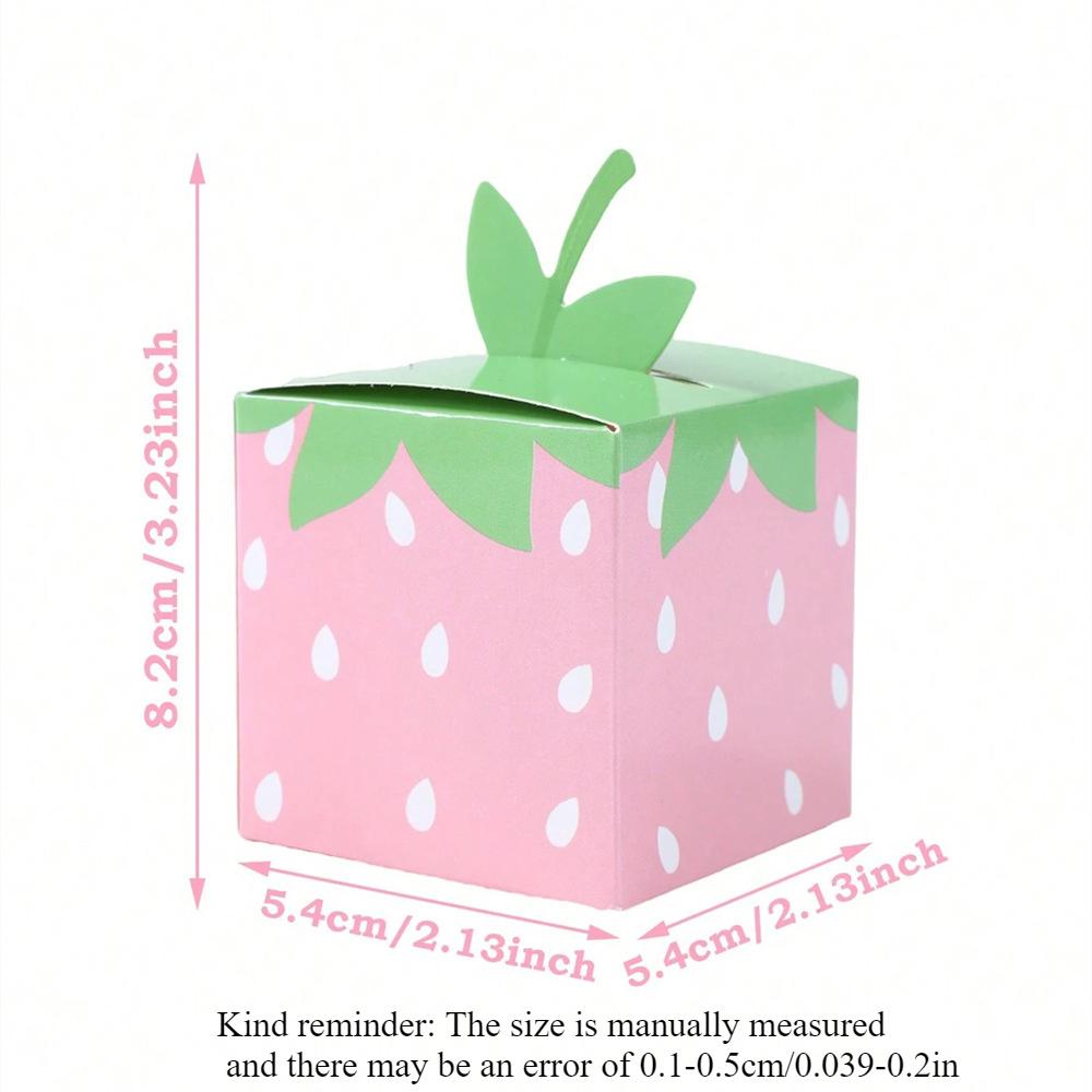 10pcs Red Strawberry Candy Box Children's Birthday Party Gift Box Dim Sum Box Festival Party Candy Boxes Square Mini Pink Box
