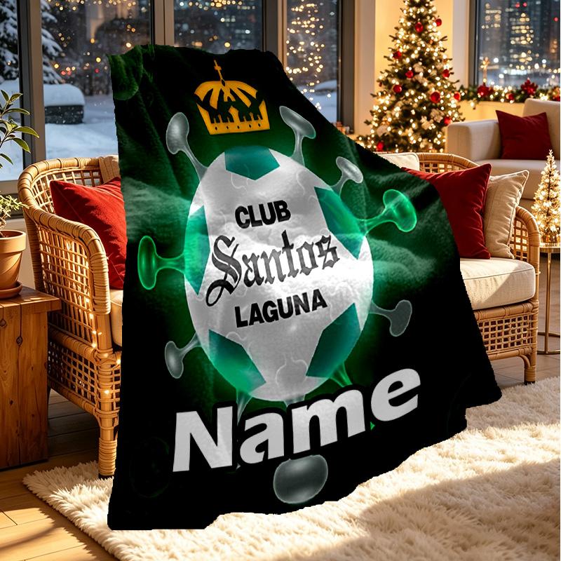 Custom Name Personalized Club Santos Laguna Print Blanket, Home Decor, Bedroom, Sofa, Camping, Couch, Gifts for Birthday ChristmasEnthusiasts