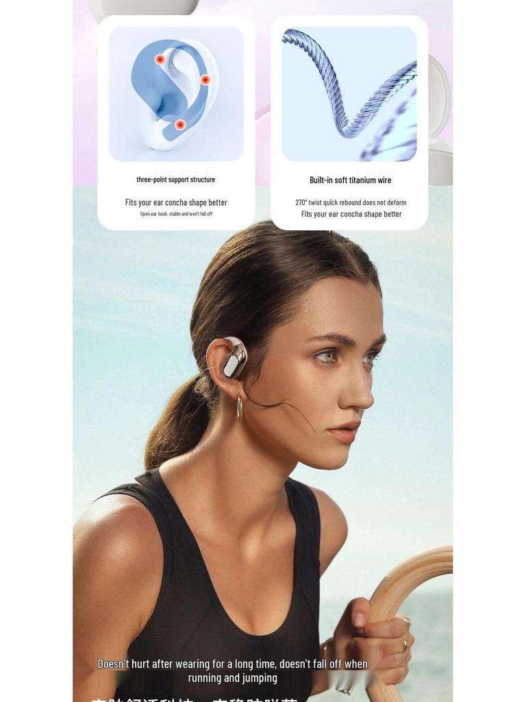 OWS Open-Ear Wireless Bluetooth Headphones: Ultra-long Battery, Waterproof, Sports Running Design