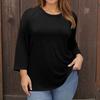 Women's Fashion Casual Colour Round Neck 3/4 Sleeve T-Shirt Top