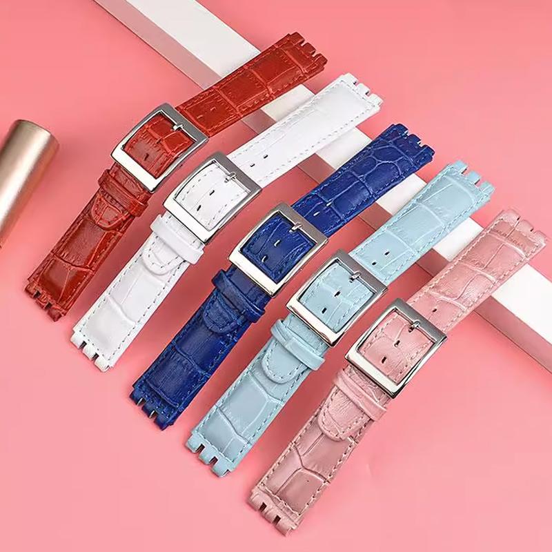 Cinturino per Orologio in Pelle di Mucca da 17 mm 19 mm per SWATCH Braccialetto Originale in Pelle di Mucca Uomo Donna Impermeabile Sportivo Cinturino di Ricambio
