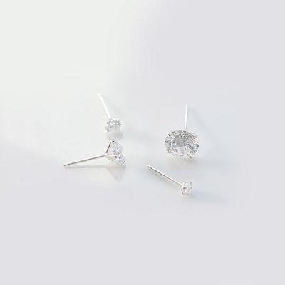 Silver Neat Cubic Zirconia Earrings 0.6 X (2 Pieces) for Sale In a Pair