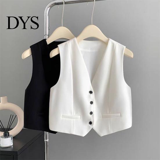 Short Design Outerwear For Women Waistcoat Vest Vintage Sleeveless Dressy Suit Casual Button Up Layering V-Neck Tuxedo for Daily Wear Office
