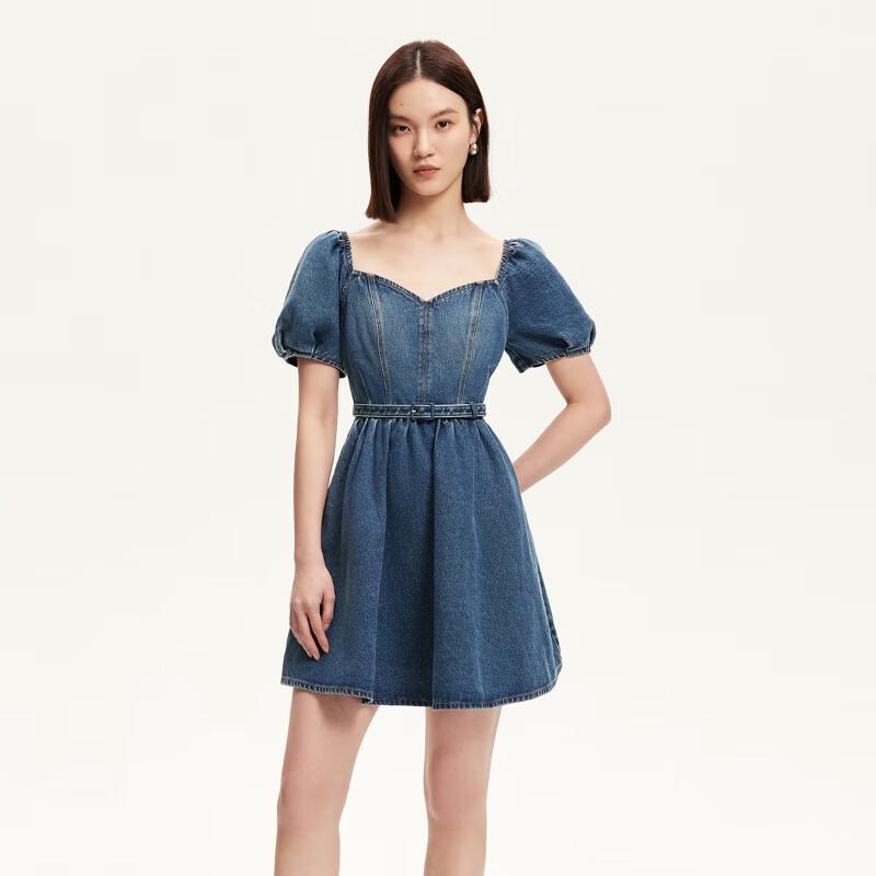 Veromoda 2025 Cotton Lyocell Pleated Denim Mini Dress