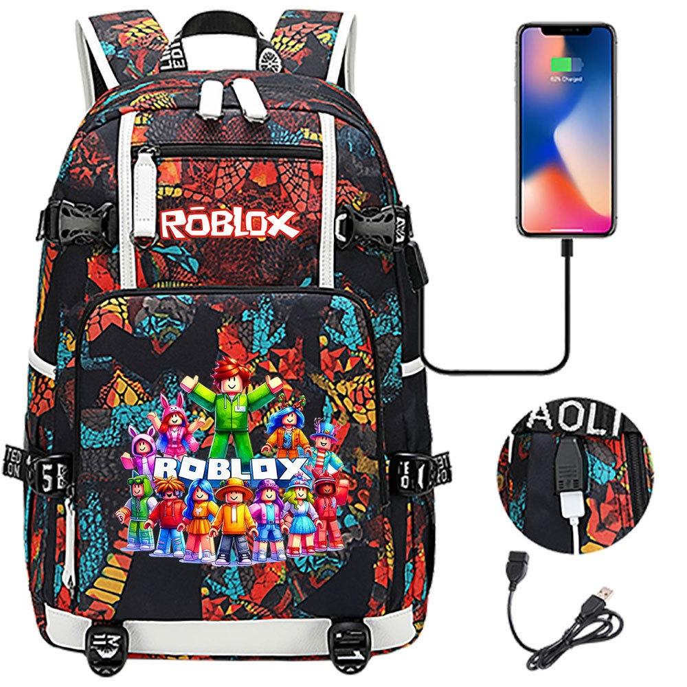 Gaming Print Backpack Large Capacity Travel Bag with USB Charging Port for Middle High School Students Boys Girls Teens