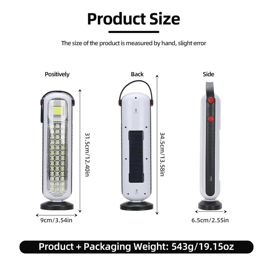 Portable Portable Solar Emergency Lighting Outdoor Dual-Wick High-Bright Light Energy Storage Flashlight