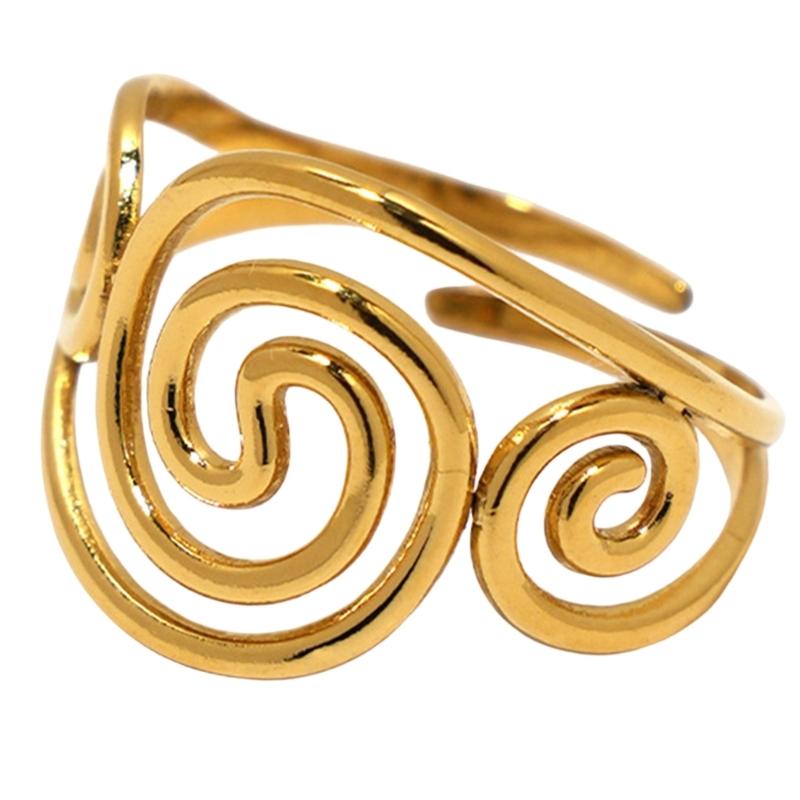 

Elegant Swirl Designs 18K Gold Plated Stainless Steel Ring Jewelry For Women Accessory Finger Accessories