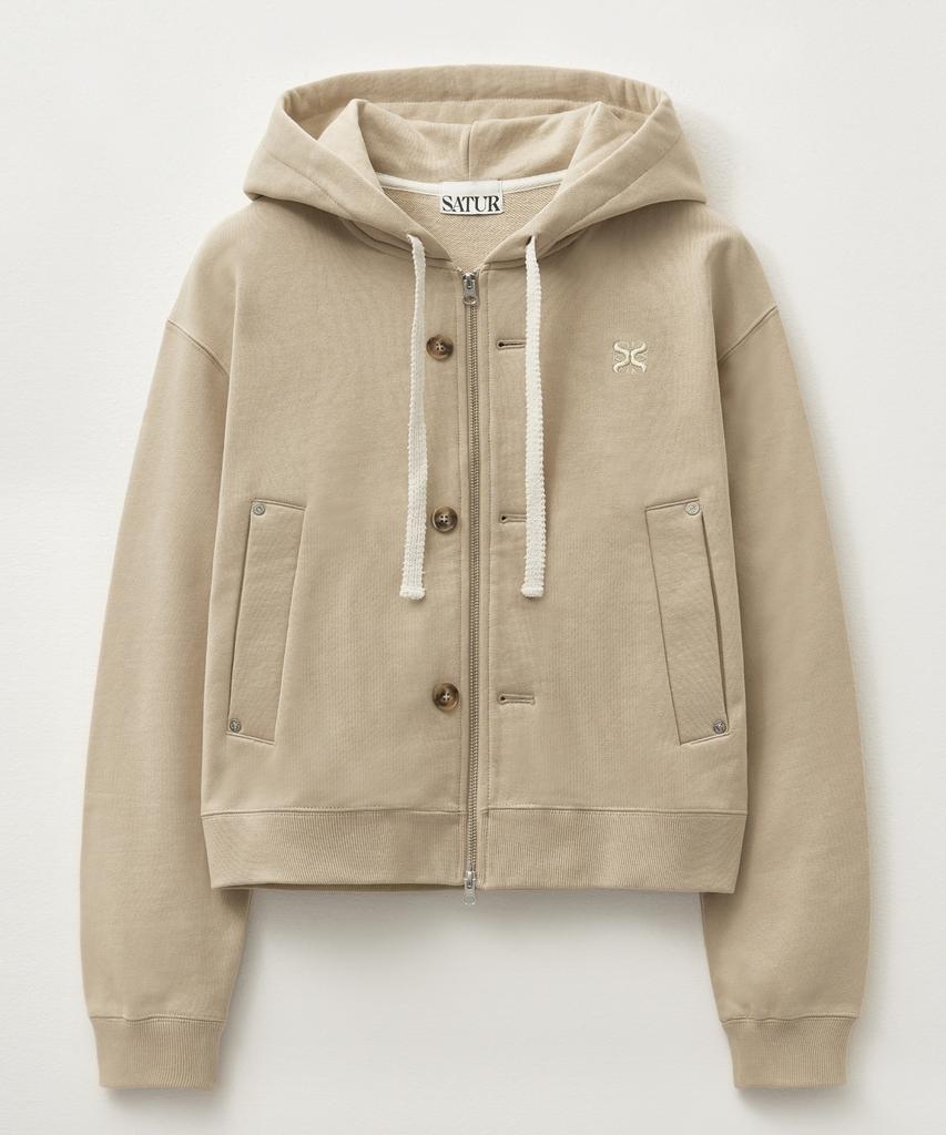 Satur Theo Cotton All Day Hoodie Zip-Up Beige (Type B)