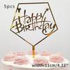 5 pcs Gold Acrylic Cake Topper 5pcs Happy Birthday Cake Topper Cake Decoration Supplies for Birthday Decorations