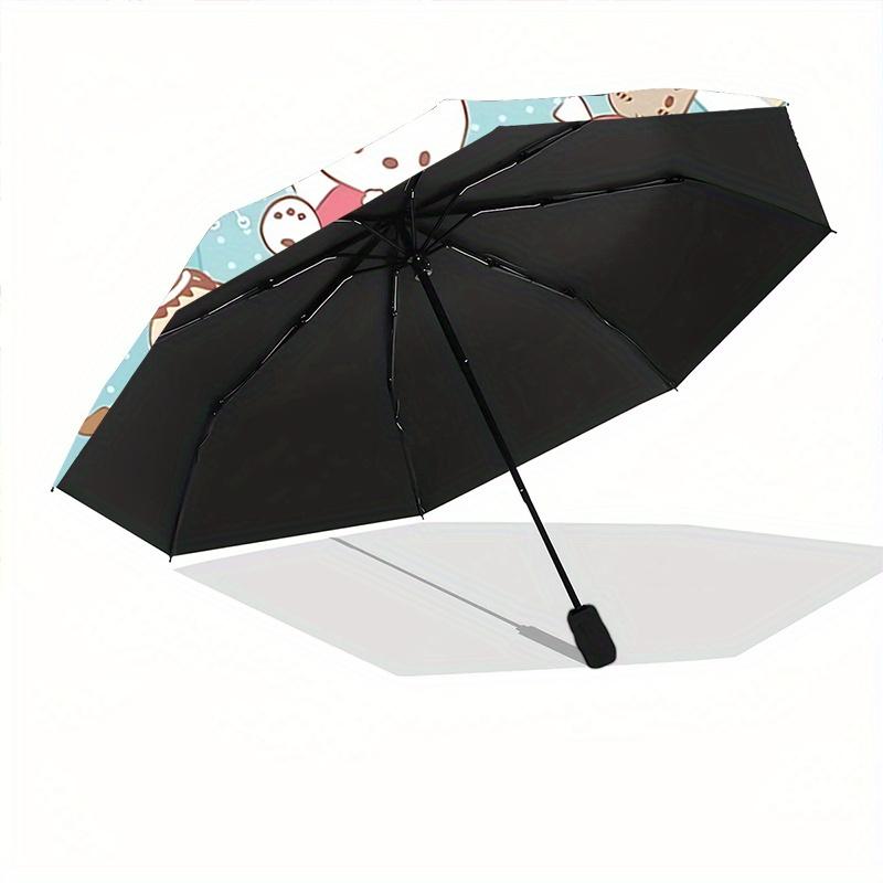 1pc Christmas Tree Hello Kitty and Friends Pattern Beautiful Looking Automatic Folding Umbrella, 3 Folding, 8 Pole Frame Design, Durable and Suitable