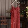 Johnature Retro Robe Strap Versatile Red Bottom Dresses