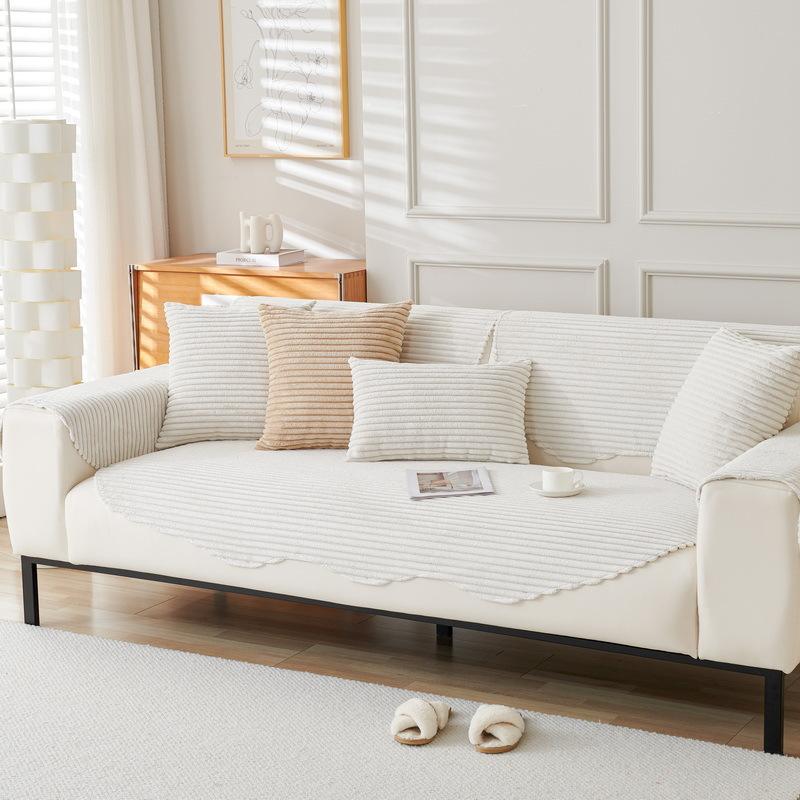 Winter Plush Simple Modern Sofa Cushion Seat Cushion Solid Color Sofa Cover Thickened Warm Non-Slip Sofa Cover Cloth Towel