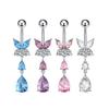 Stainless Steel Butterfly Zircon Belly Button Piercing Ring For Women Body Jewelry