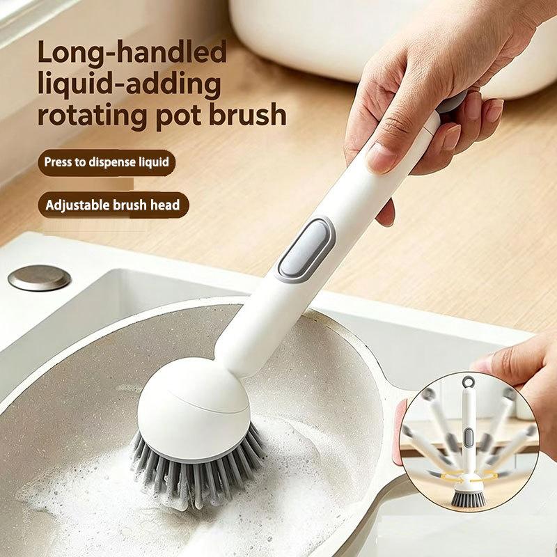 Soap Dispensing Dish Brush Long Handle Adjustable Heavy Duty Scrubber for Kitchen Pot Pan Dishwashing Use