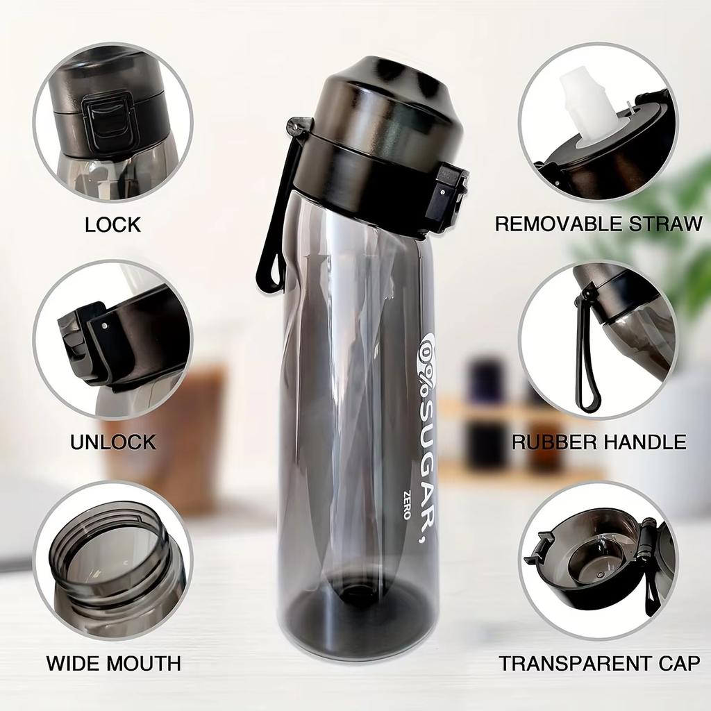 1pc Air Water Bottle With Flavor Pods Portable Transparent Water Cup With Straw Leak Proof Outdoor Sports Cups Scent Water Cup