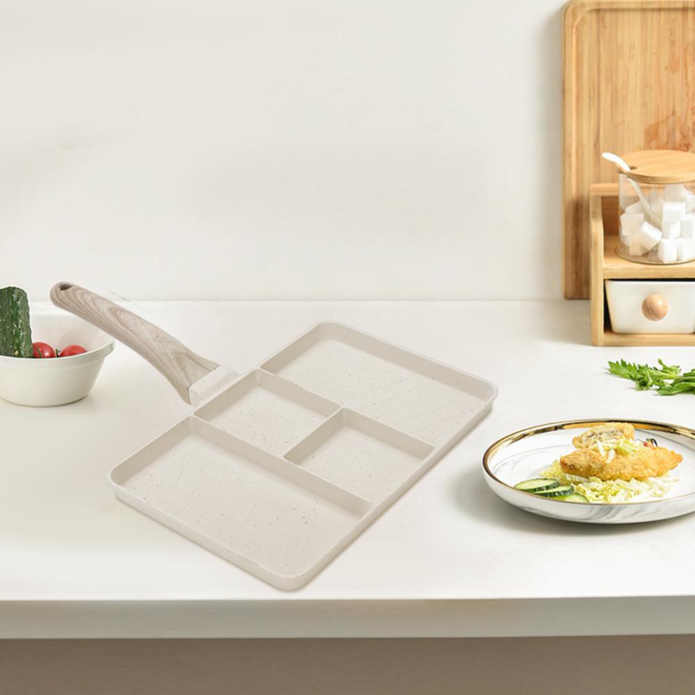 Four-Cup Eggs Frying Pan with Heat-Resistant Handle Alloy Breakfast Mcmuffin Egg Making Pan for Gas Stove and Induction Cooker