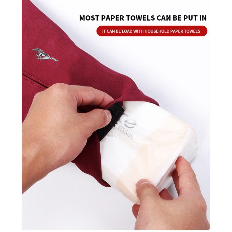 Car Suede Tissue Box Cover Easy To Carry Seat Back Accessories For Ford Mustang ST Line Mondeo Fiesta Escape Kuga Ecosport Ranger EXplorer Stickers