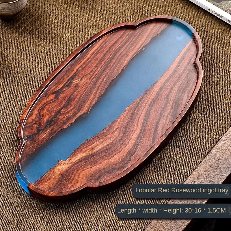 Wooden Tea Tray High-grade Epoxy Resin Retro Tea Table Household Small Dry Bubble Tray Tray Snack Snack Tray