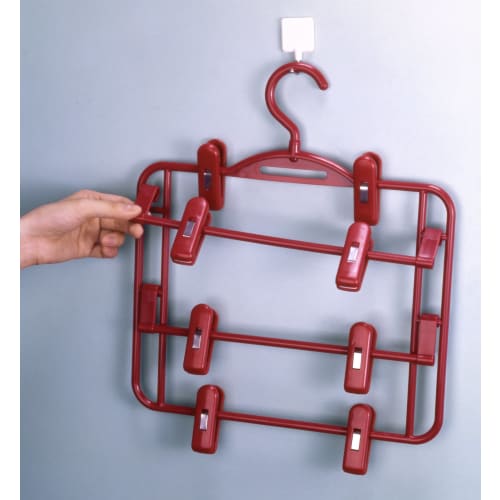 Sawafuji NB-04 4-Tier Skirt Hanger, Black, 400mm Wide, Made in Japan, Non-Marking, Space-Saving, with Clips and Non-Slip Clips, Fits Pants and Trouser