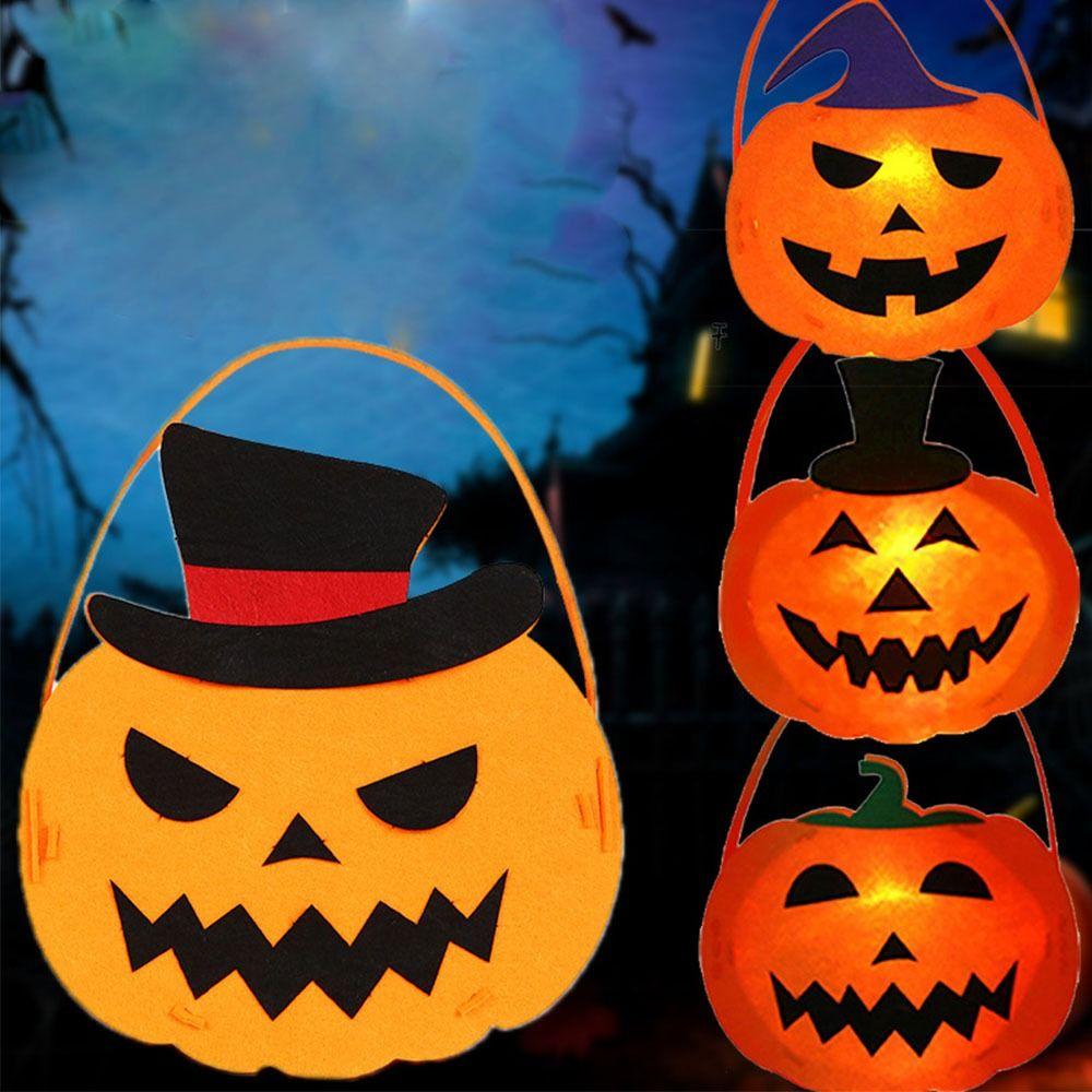 Cloth Pumpkin Lantern Reusable Halloween Ornament Halloween Light  Halloween Party Decorations
