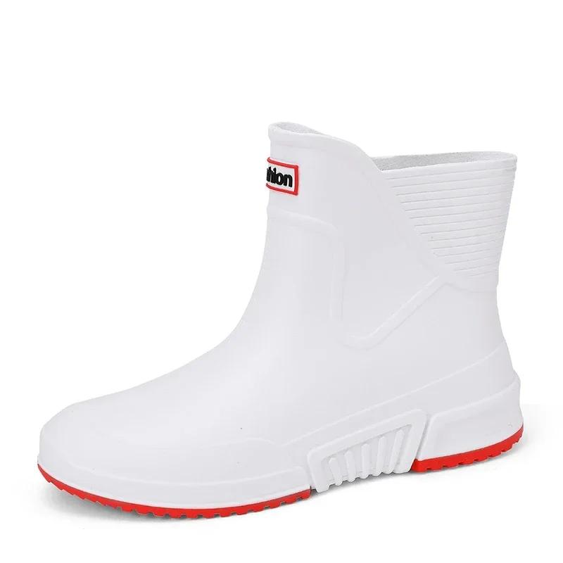 

Низкие модные мужские резиновые сапоги, бархатные теплые поварские туфли, рабочая обувь, обувь для мойки автомобиля, дождевые сапоги, износостойкие нескользящие водные сапоги 45 белый