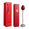 Romantic Simulation Rose Ring Box Velvet Red Gift Display Box Pendant Packaging Portable Jewelry Storage Box Holiday Gifts
