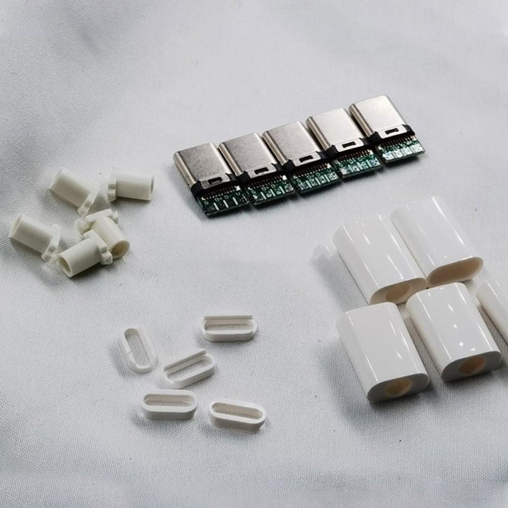 Secure Connection USB3 1 Type C Male Connector with Black/White Shell 5pcs
