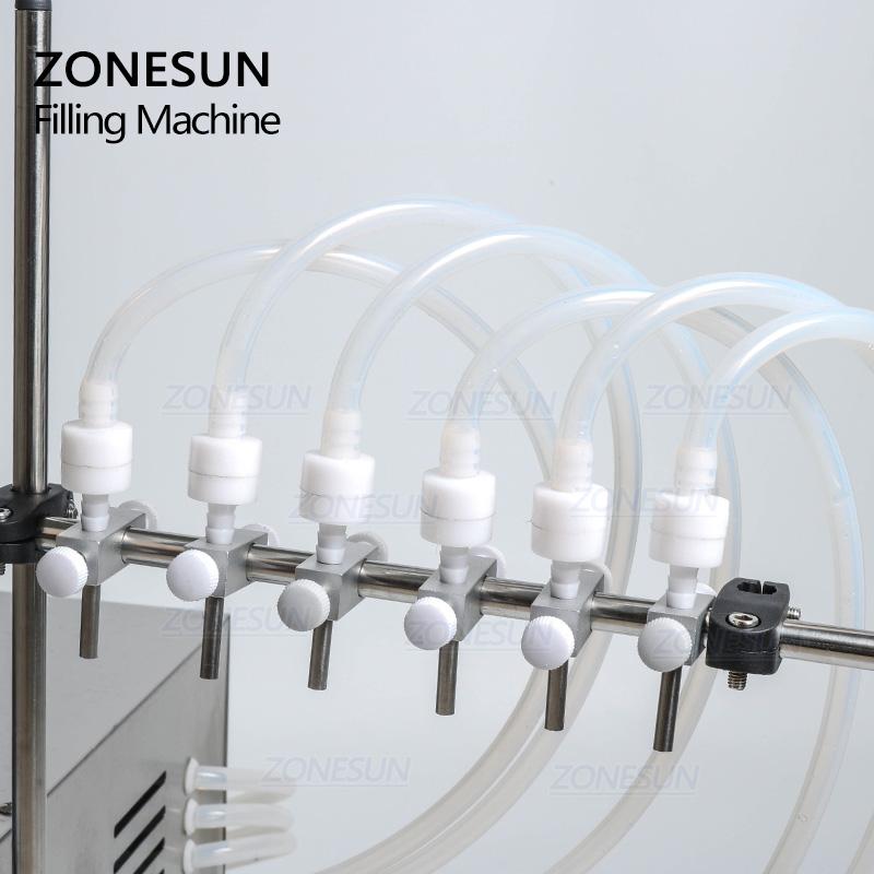 ZONESUN ZS-YTDP6 6 Nozzles Diaphragm Pump Liquid Filling Machine For Perfume Water Juice