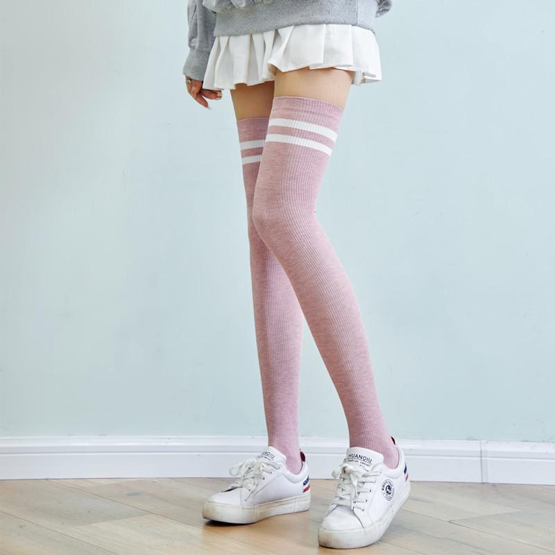 Spring & Autumn Micro-Pressure Slimming Thigh-High Knee Socks for Women - Japanese Korean College Style, Student Long Tube Football Socks