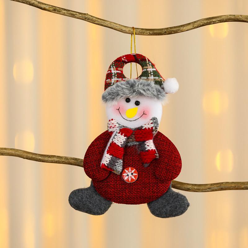 Christmas Themed Decorations Ornaments Fabric Santa Claus Reindeer Figurines Little Bear Snowman Hanging Decorations Pendant