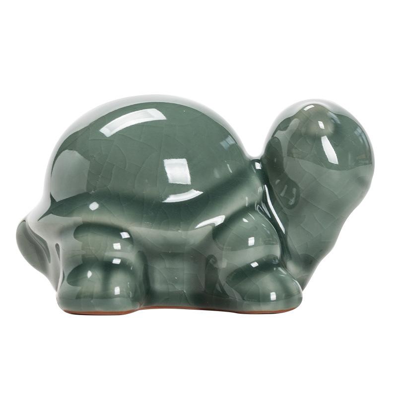 Ru kiln Ge kiln turtle Xuanwu tea pet ornament tea play opening film can raise classical national style creative cover pen holder high-end
