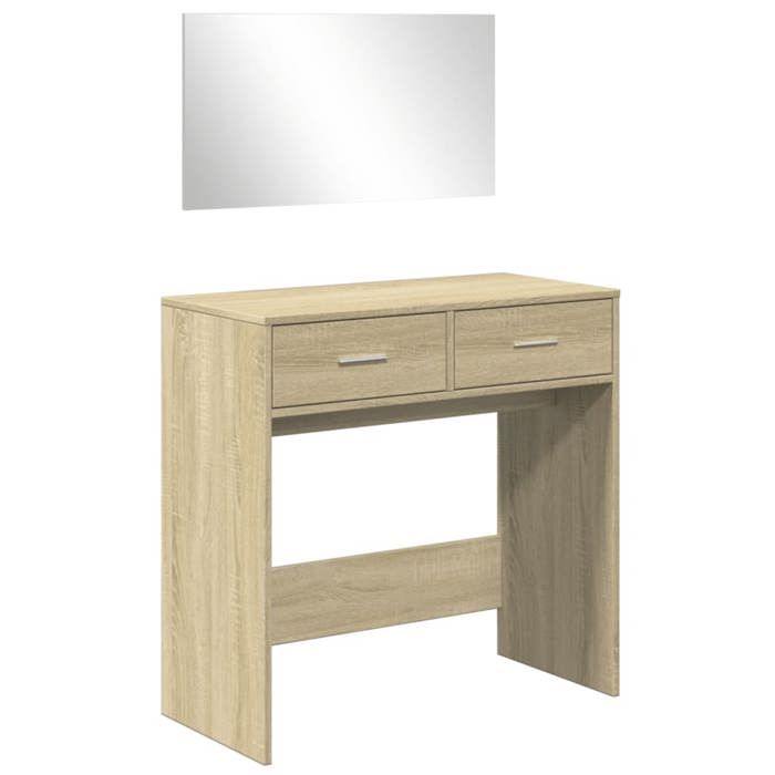 VidaXL Coiffeuse avec miroir chêne sonoma 80x39x80 cm, table de maquillage, table à bijoux, coiffeuse avec miroir, coiffeuse 840704
