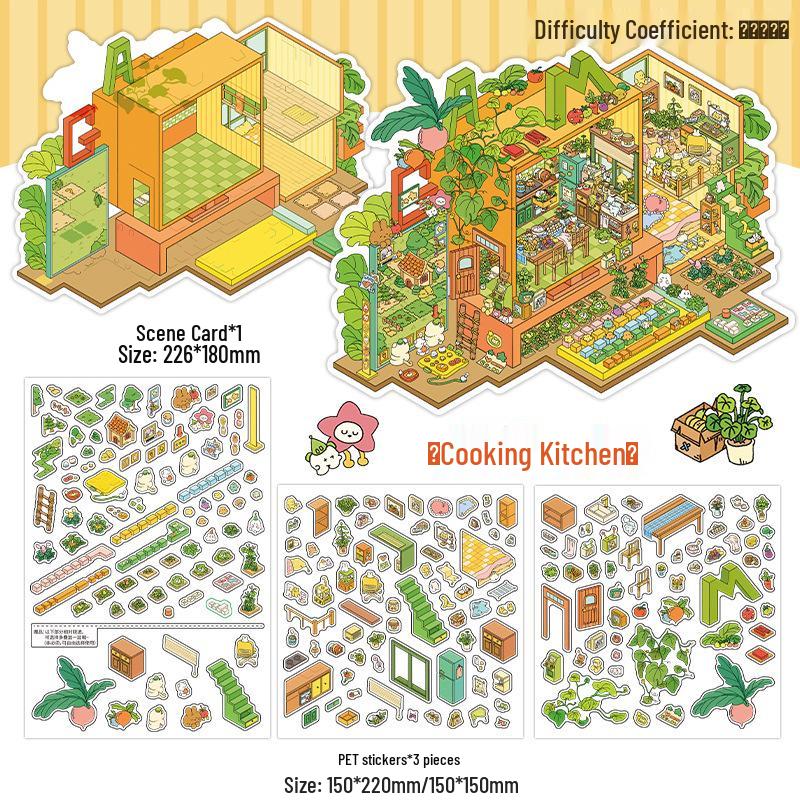 Infeel.Me My Little House Scenery Sticker (2.5D Miniature, Large Size) – Series 21 Children's Journal Toy