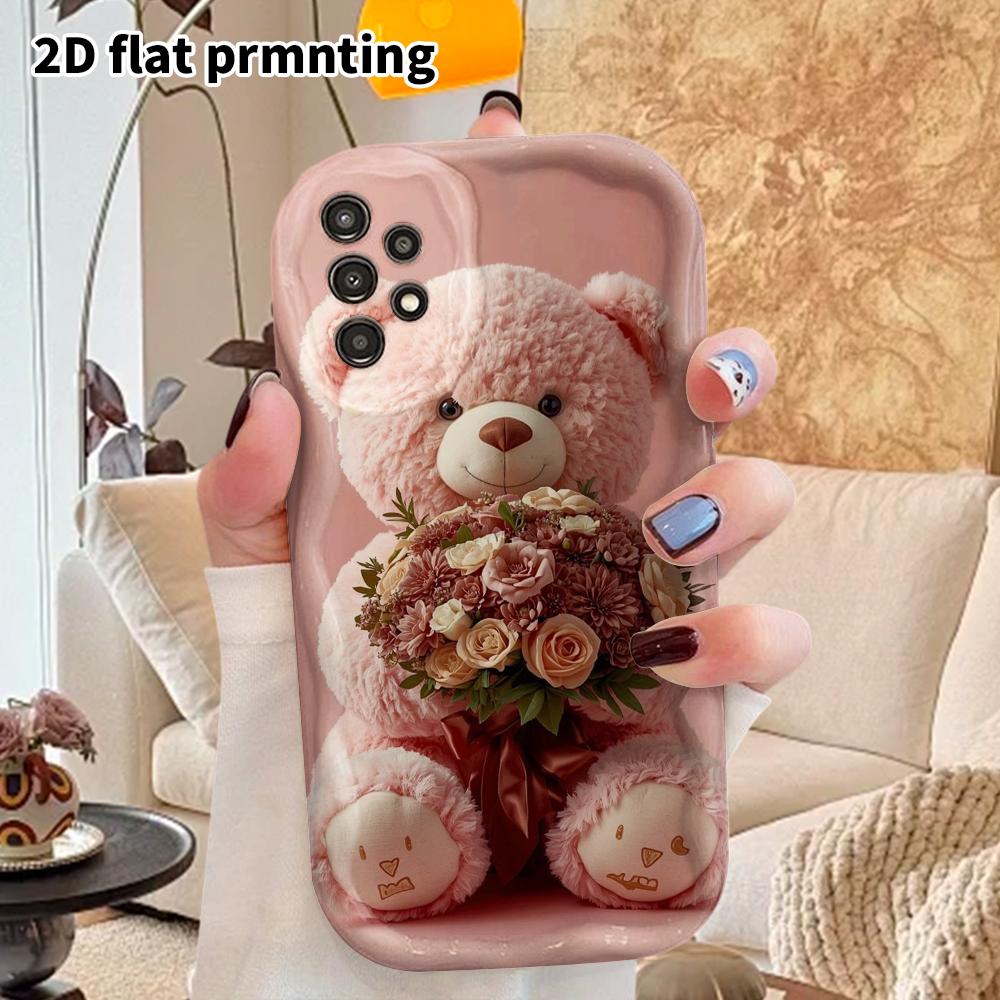 Phone Case: 2D Flat Samsung Galaxy A34 A35 M05 M06 S20 S22 S21 FE Plus 5G Protective Case, Couple Style, Holding Flower Plush, Christmas and Halloween